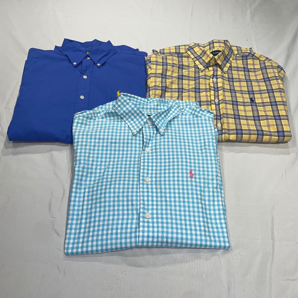 Polo Ralph Lauren Mens Custom Fit Button Down Shirt Bundle Long Sleeve Medium